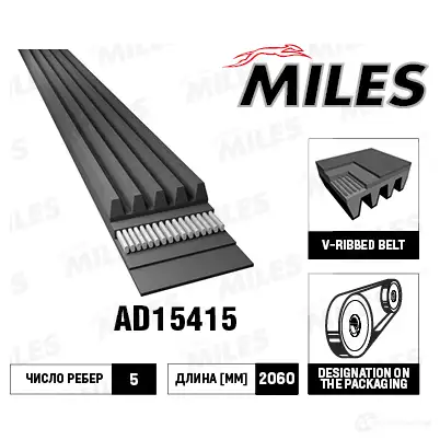 Приводной ремень поликлиновой MILES AD15415 1420640237 R3C Q8 изображение 0