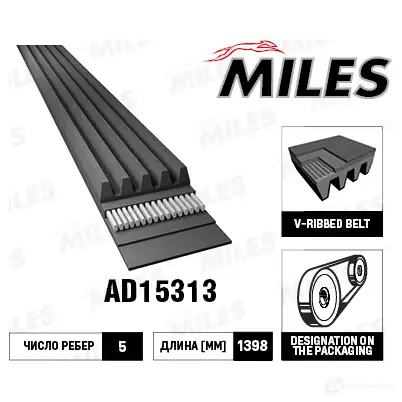 Приводной ремень поликлиновой MILES AD15313 KCU80 6 1420604769 изображение 0