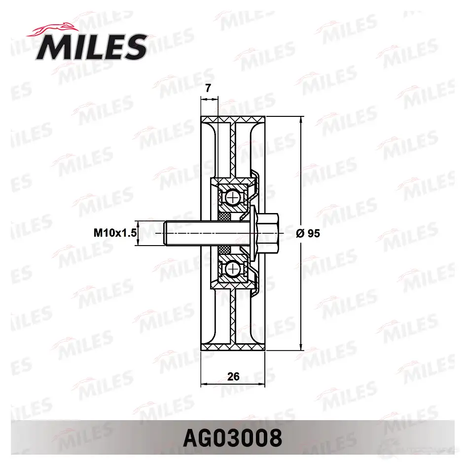 Паразитный ролик приводного ремня MILES AG03008 AF6P DN 1420599954 изображение 1