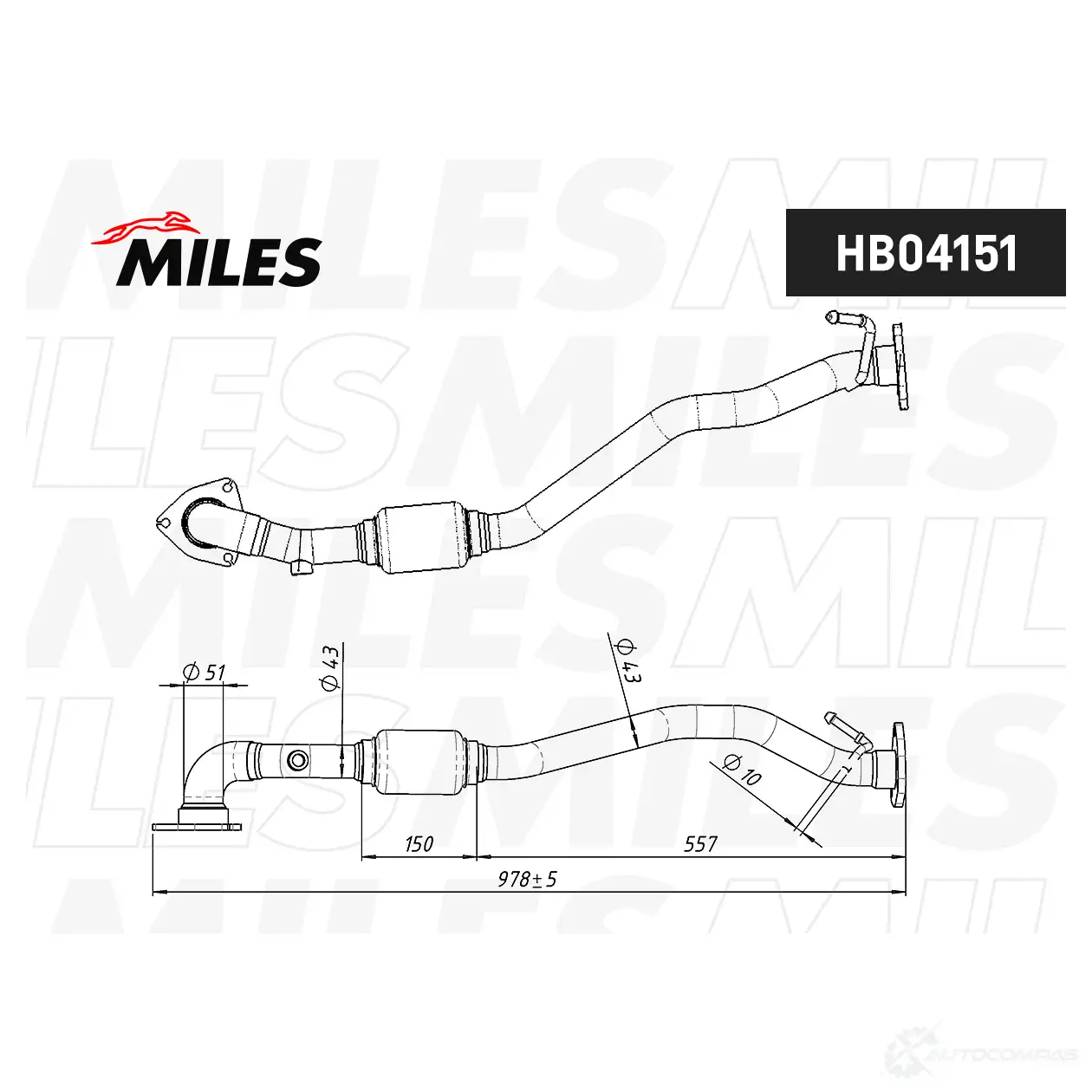 Выхлопная труба глушителя MILES HB04151 F 59N35 1420626192 изображение 2