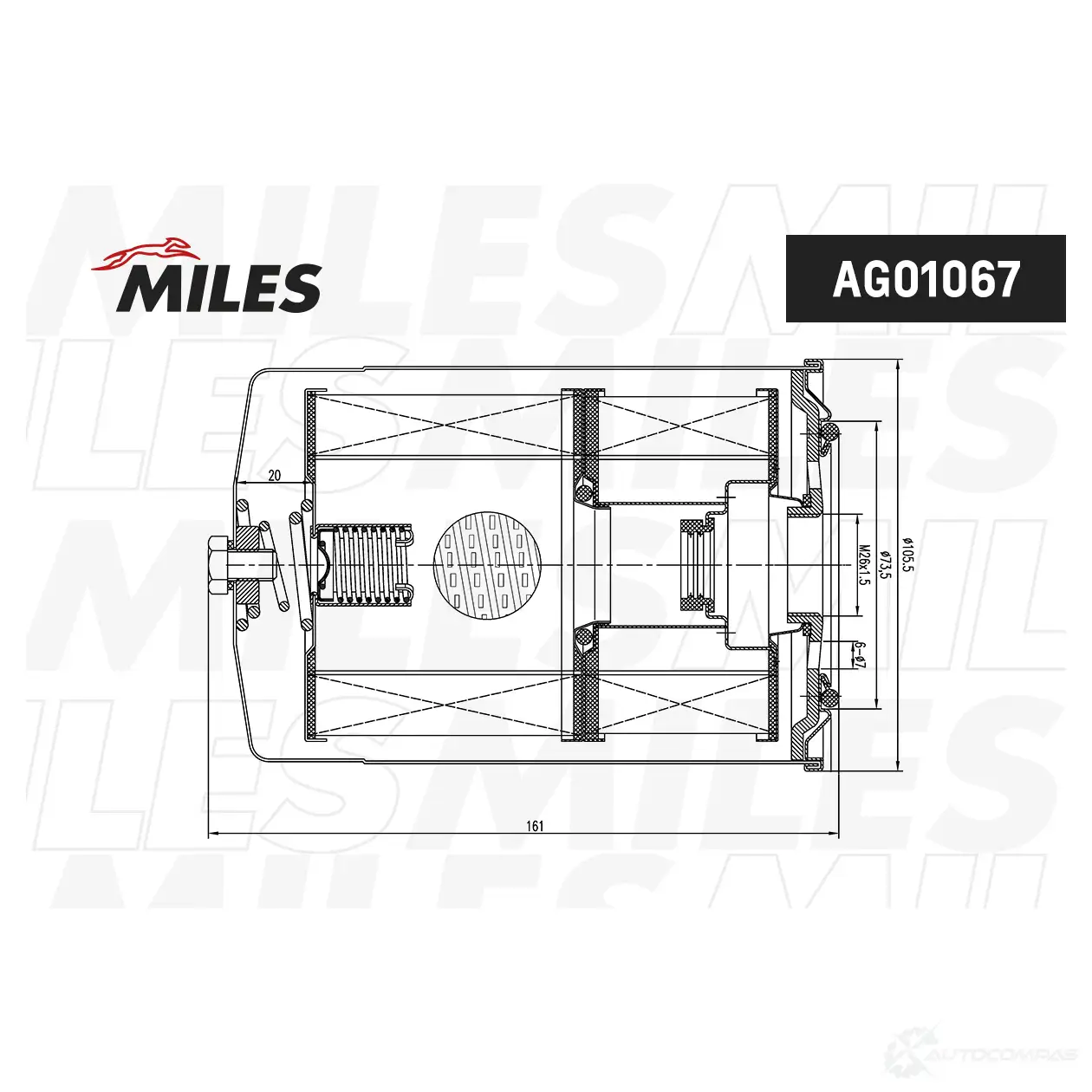 Масляный фильтр MILES BG D93 AFOS060 1420600107 изображение 0