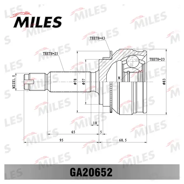 Шрус граната MILES GA20652 OUL8M M4 1436968299 изображение 2