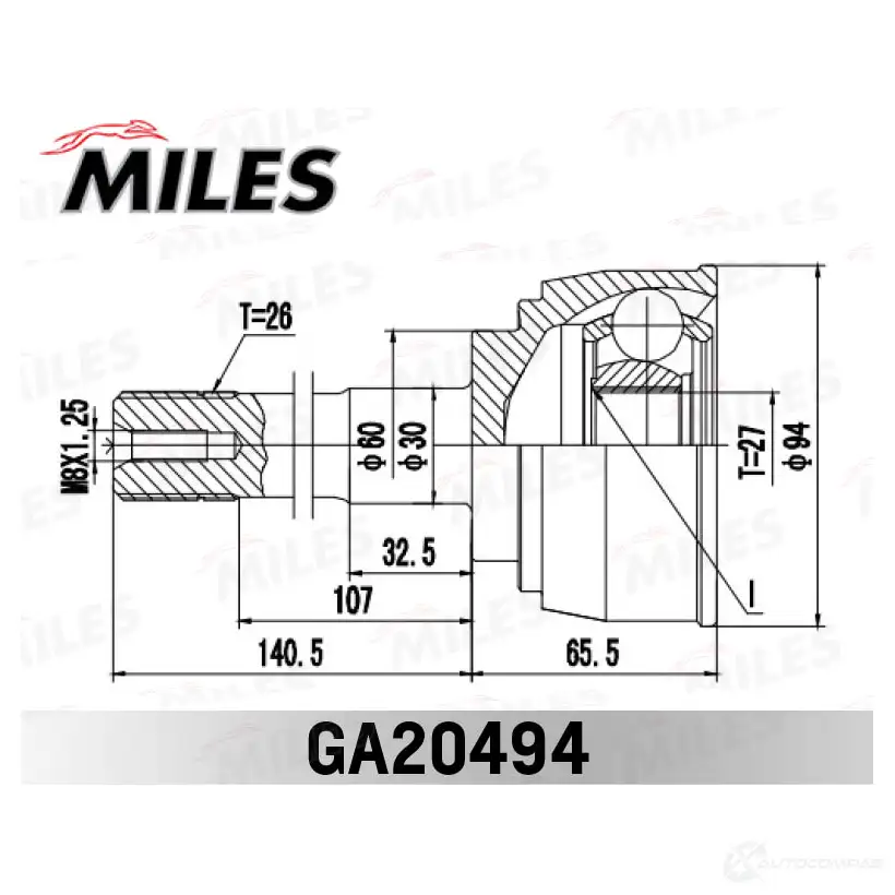 Шрус граната MILES 9A4 N0Z4 1420603931 GA20494 изображение 2