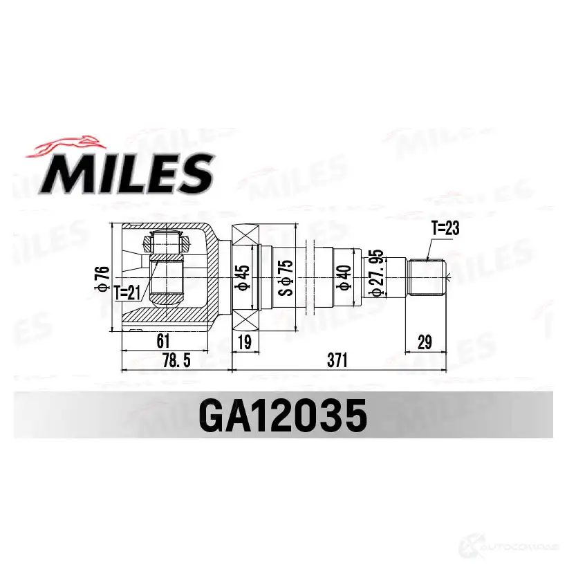 Шрус граната MILES 1436968288 RP 6HN GA12035 изображение 2