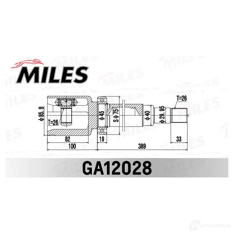 Шрус граната MILES GA12028 75M UN 1436968282 изображение 0