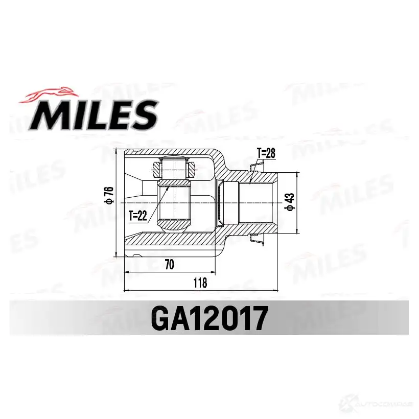 Шрус граната MILES 1436968272 GA12017 RA XOLB1 изображение 2