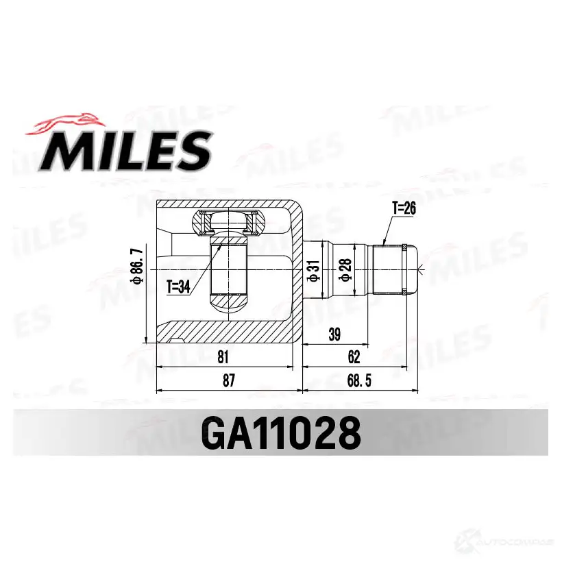 Шрус граната MILES X 2TV8K 1436968253 GA11028 изображение 1