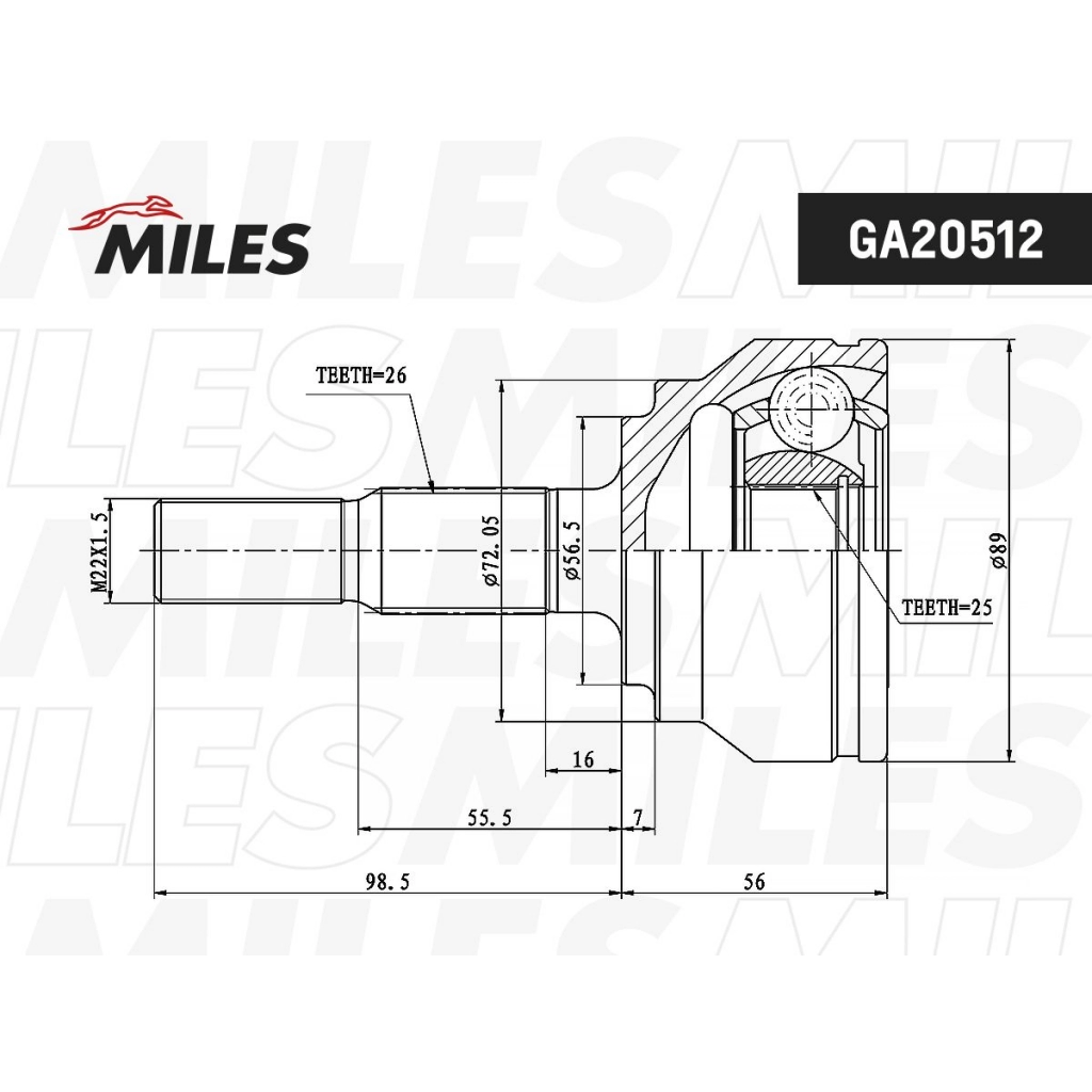 Шрус граната MILES IBFE MUH GA20512 1420603943 изображение 0