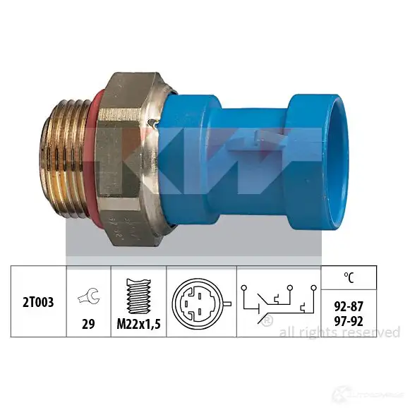 Датчик вентилятора радиатора KW 3303932 550643 EPS 1.850.643 FACET 7.5643 изображение 0