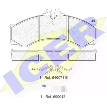 Тормозные колодки, дисковые, комплект ICER 2QKCD4 1507325 290 76 141126-204