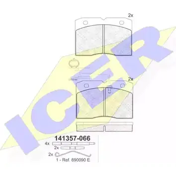 Тормозные колодки, дисковые, комплект ICER 1507387 29139 141357-066 2903 7 изображение 0