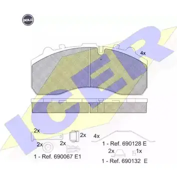 Тормозные колодки, дисковые, комплект ICER 151194 G 290 87 29105 1507532