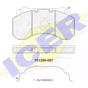 Тормозные колодки, дисковые, комплект ICER 1507560 K97QD 151280 291 00 изображение 0