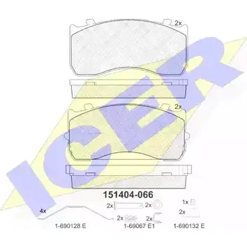 Тормозные колодки, дисковые, комплект ICER 1507566 151404 29116 291 15