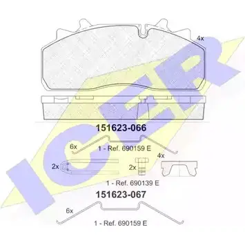 Тормозные колодки, дисковые, комплект ICER 2 9126 151623 29159 1507587 изображение 0