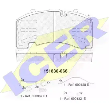 Тормозные колодки, дисковые, комплект ICER 151830 29271 1507610 2917 1 изображение 0