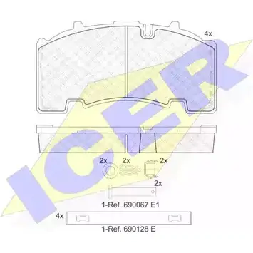 Тормозные колодки, дисковые, комплект ICER 29264 2 9171 152135-066 1507647