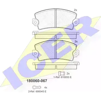 Тормозные колодки, дисковые, комплект ICER 180060 1507730 2049 4 20495 изображение 0