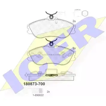 Тормозные колодки, дисковые, комплект ICER 21 065 180873-700 21138 1508337