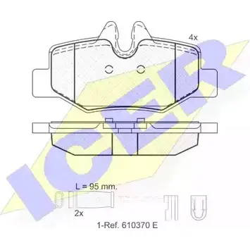 Тормозные колодки, дисковые, комплект ICER 181676 2 4008 1508971 D1615-8828 изображение 0