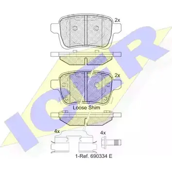 Тормозные колодки, дисковые, комплект ICER 22221 1509483 22 220 182170-203