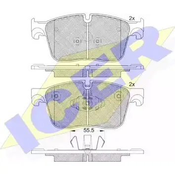 Тормозные колодки, дисковые, комплект ICER 1509551 22303 182238 22 302 изображение 0