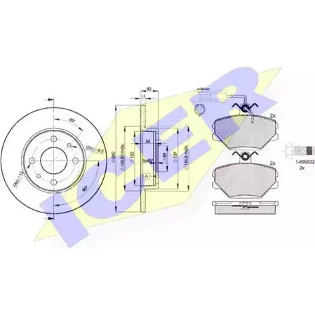 Комплект тормозов, дисковый тормозной механизм ICER WGNS34A 211 00 30729-3465 1509794 изображение 0