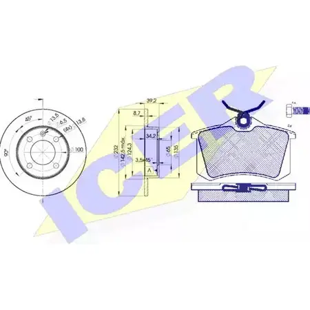Комплект тормозов, дисковый тормозной механизм ICER 30789-5608 2 0961 Y6V4H0 1509799 изображение 0