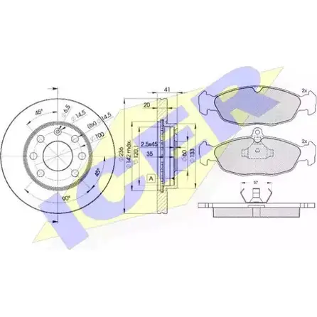 Комплект тормозов, дисковый тормозной механизм ICER 9E9QT 1509806 30858-1440 2 0547 изображение 0
