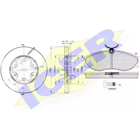 Комплект тормозов, дисковый тормозной механизм ICER 2 1410 21481 1509823 30933-3101 изображение 0