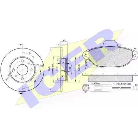 Комплект тормозов, дисковый тормозной механизм ICER 30953-3465 2 1436 1509824 6YHG25 изображение 0