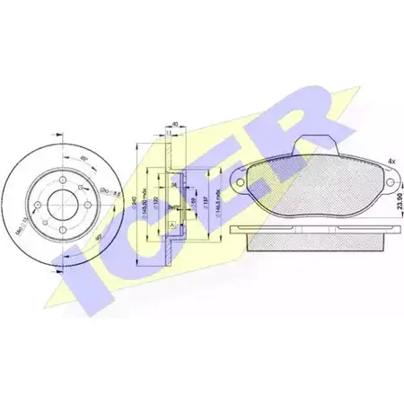 Комплект тормозов, дисковый тормозной механизм ICER 1509831 P55X4 2143 6 31018-3465 изображение 0