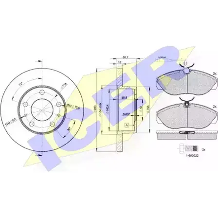 Комплект тормозов, дисковый тормозной механизм ICER FTMZS 31053-4680 1509836 2 1797 изображение 0