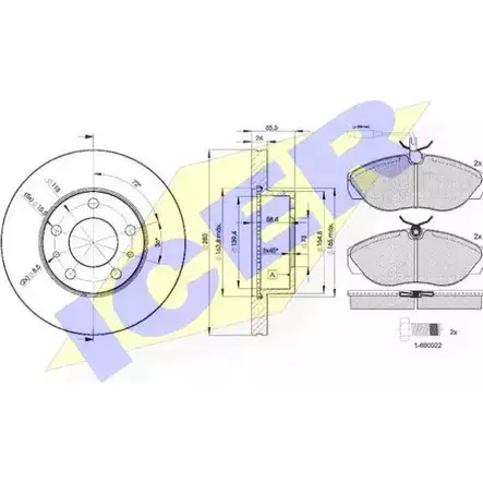Комплект тормозов, дисковый тормозной механизм ICER L20NE 217 97 31053-4681 1509837 изображение 0