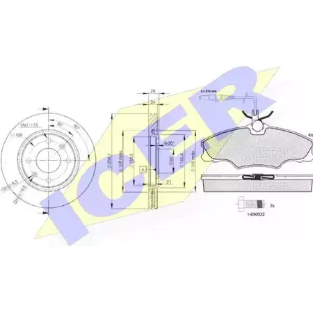 Комплект тормозов, дисковый тормозной механизм ICER 31107-9406 97F2E 2 1724 1509840 изображение 0