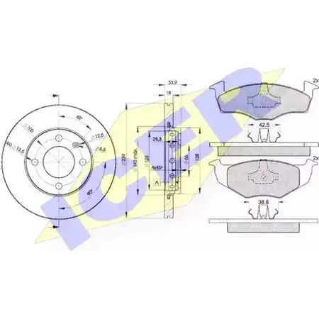 Комплект тормозов, дисковый тормозной механизм ICER 1509848 31130-5303 DZW0WC 21 866 изображение 0