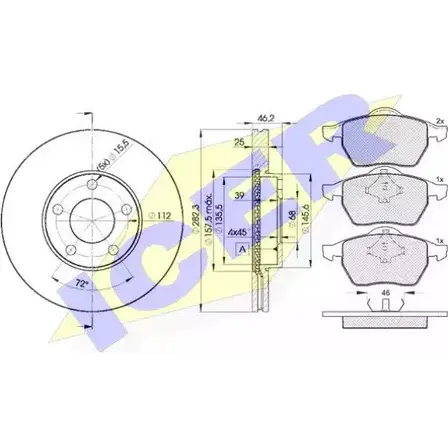 Комплект тормозов, дисковый тормозной механизм ICER 1509850 2 1624 31138-5306 ZRG9H изображение 0
