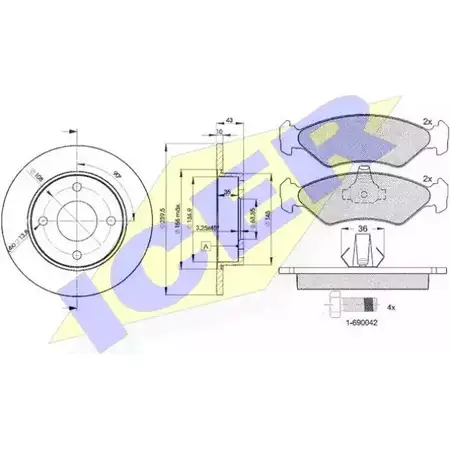 Комплект тормозов, дисковый тормозной механизм ICER 2 3101 1509852 31143-1063 L2ZB6F8 изображение 0