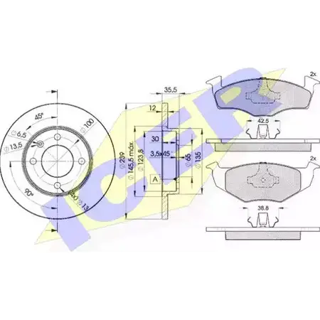 Комплект тормозов, дисковый тормозной механизм ICER 31178-3300 2186 6 IB6NT74 1509858 изображение 0