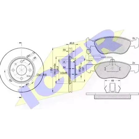 Комплект тормозов, дисковый тормозной механизм ICER 2192 9 31243-5056 J0U5Y 1509868 изображение 0