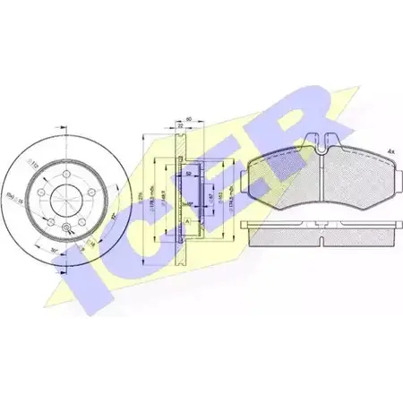 Комплект тормозов, дисковый тормозной механизм ICER 1509877 230 22 31288-6380 KLUIVYC изображение 0
