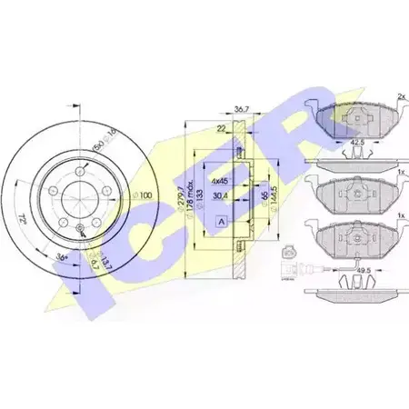 Комплект тормозов, дисковый тормозной механизм ICER 2 3131 31349-5603 1509887 VHHXZ изображение 0