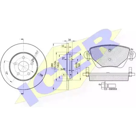 Комплект тормозов, дисковый тормозной механизм ICER U5L0I0 31381-6768 1509896 2355 7 изображение 0