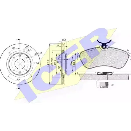 Комплект тормозов, дисковый тормозной механизм ICER 31451-4750 T5GCX 1509915 234 09 изображение 0