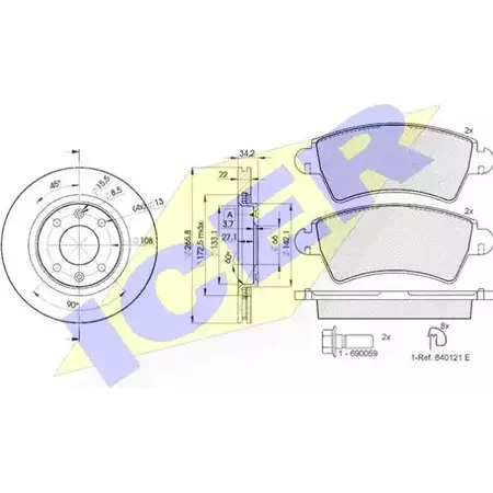 Комплект тормозов, дисковый тормозной механизм ICER 31525-4750 233 32 1509921 K8OJI изображение 0