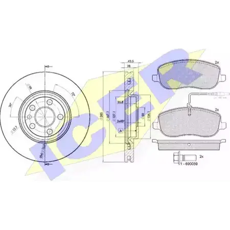 Комплект тормозов, дисковый тормозной механизм ICER 31553-4678 1509928 2026 1 QLVYC изображение 0