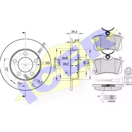Комплект тормозов, дисковый тормозной механизм ICER 31593-5601 2 3823 0ZYTZ 1509936 изображение 0
