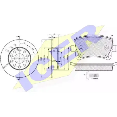 Комплект тормозов, дисковый тормозной механизм ICER 239 14 31600-5310 MIRJ0Z9 1509937 изображение 0