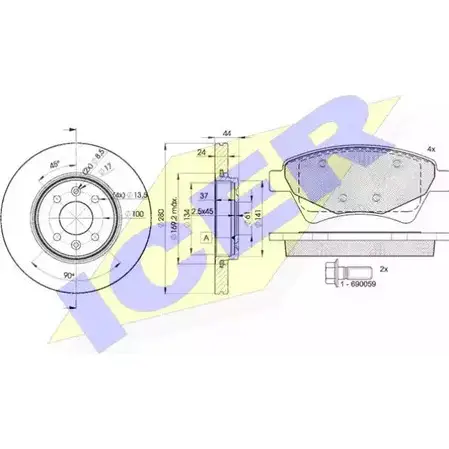 Комплект тормозов, дисковый тормозной механизм ICER 31649-7829 2406 5 2JYYA 1509943 изображение 0