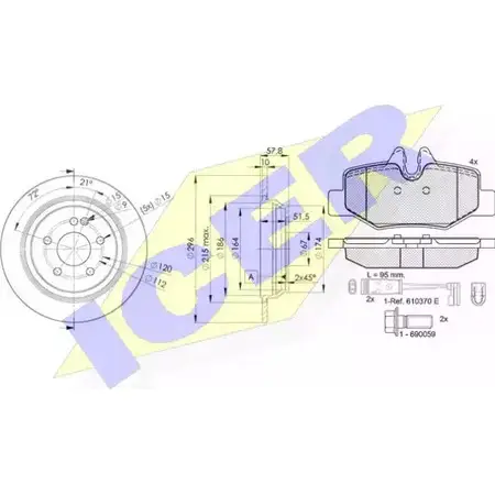Комплект тормозов, дисковый тормозной механизм ICER 2400 8 31676-0416 1509947 6EKOKZN изображение 0